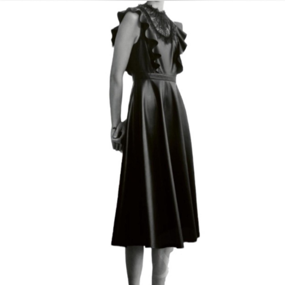 NWT Zara Faux Leather and Lace Sleeveless Midi Dress Sz Large